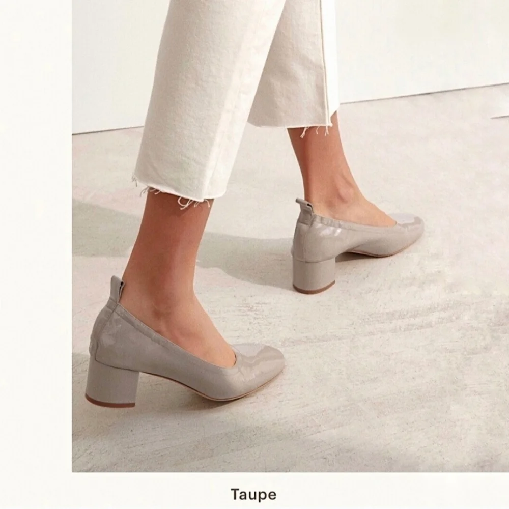 Everlane Size 7 The Day Heel Patent Leather in Taupe